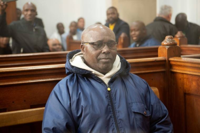 Fulgence Kayishema, lors d'une audience au sein d'un tribunal du Cap, en Afrique du Sud, le 26 mai 2023  ( AFP / RODGER BOSCH )