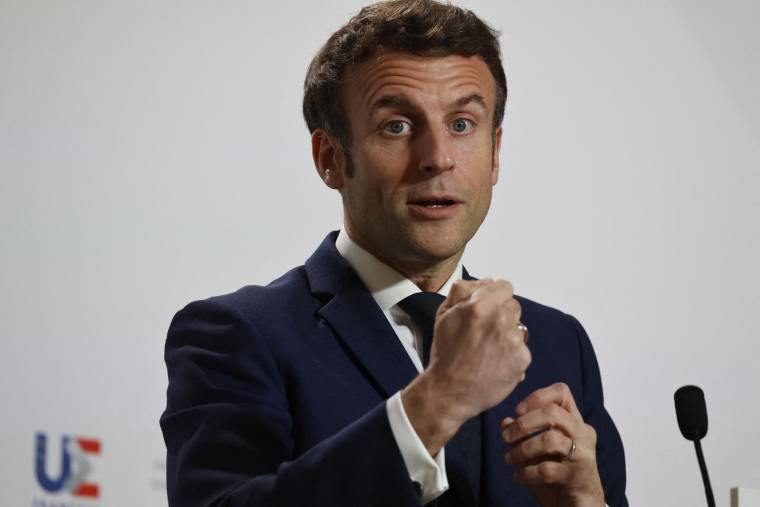 Le président-candidat Emmanuel Macron. ( AFP / LUDOVIC MARIN )
