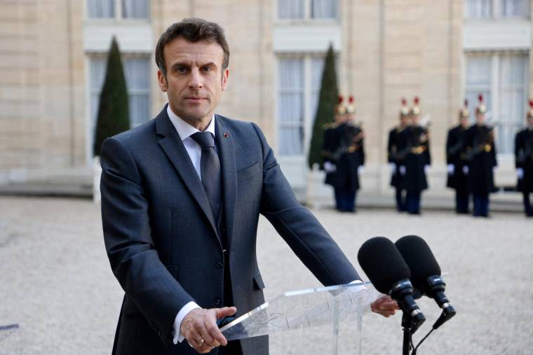 Le président candidat Emmanuel Macron ( AFP / LUDOVIC MARIN )