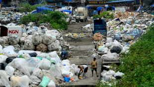 Une décharge de déchets plastique à Bombay, le 13 septembre 2024 ( AFP / Indranil Mukherjee )