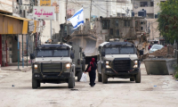 Véhicules militaires israéliens à Jénine, en Cisjordanie occupée, au deuxième jour  d'une opération militaire israélienne, le 22 janvier 2025 ( AFP / - )