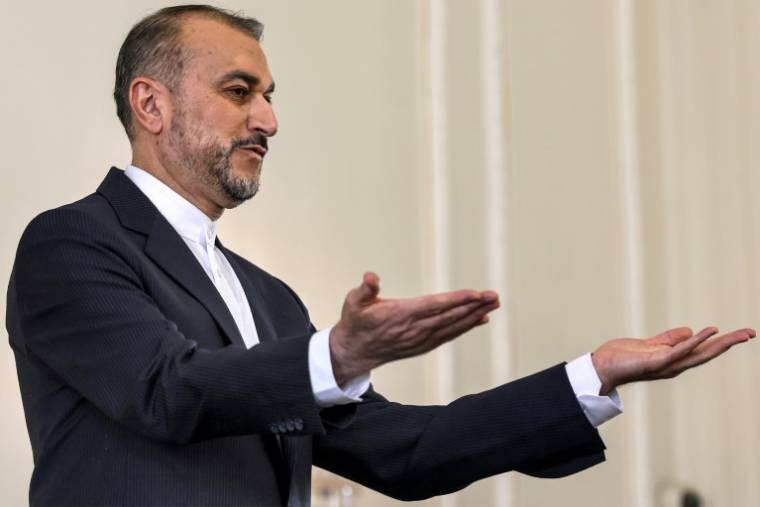 Le ministre iranien des Affaires étrangères Hossein Amir-Abdollahian, le 14 avril 2024 à Téhéran ( AFP / ATTA KENARE )