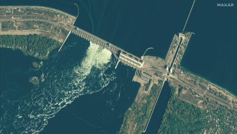 Image satellite d'archives du barrage de Kakhovka