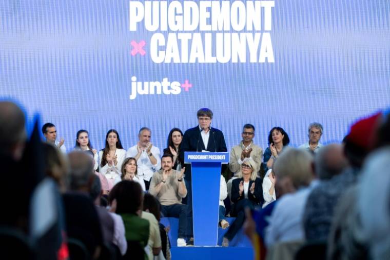 Carles Puigdemont à Elna, dans les Pyrénées-Orientales, le 10 mai 2024 ( AFP / Matthieu RONDEL )