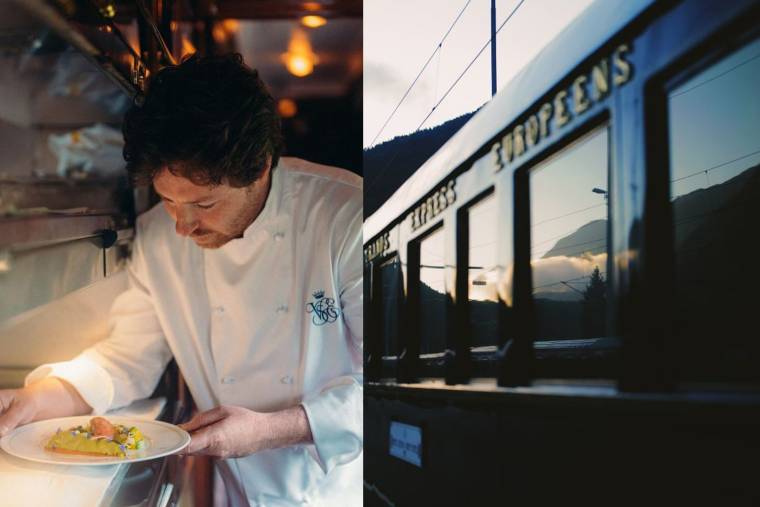 Jean Imbert prend les commandes des cuisines du Venice-Simplon-Orient-Express. Crédit photo : Captures Instagram @vsoetrain