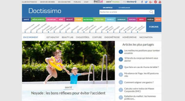 Ce jeudi 12 juillet, TF1 a annoncé négocier le rachat du site Internet Doctissimo auprès du groupe Lagardère. (© capture d'écran Doctissimo)