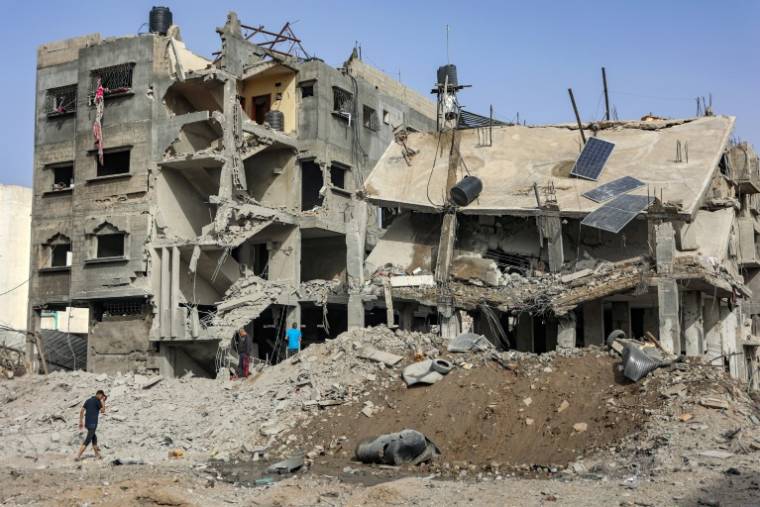Un bâtiment détruit par un bombardement israélien à Gaza, le 18 avril 2024 ( AFP / - )