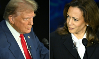 La vice-présidente américaine et candidate démocrate Kamala Harris (droite) et l'ancien président républicain Donald Trump, lors d'un débat à Philadelphie le 10 septembre 2024 ( AFP / SAUL LOEB )