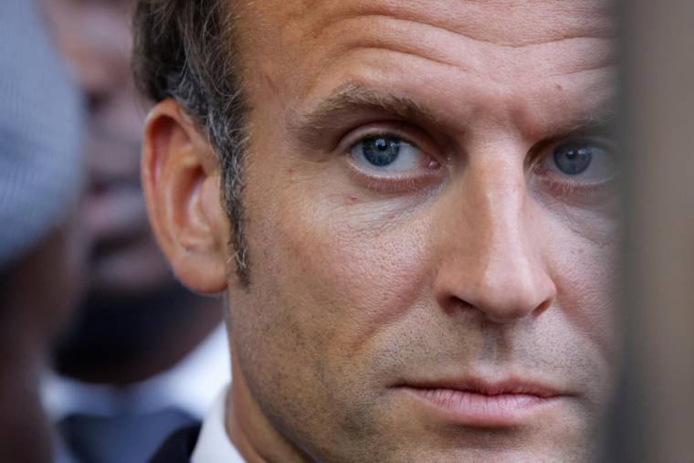 Emmanuel Macron, le 27 juillet 2022, à Cotonou (Benin) ( AFP / Ludovic MARIN )