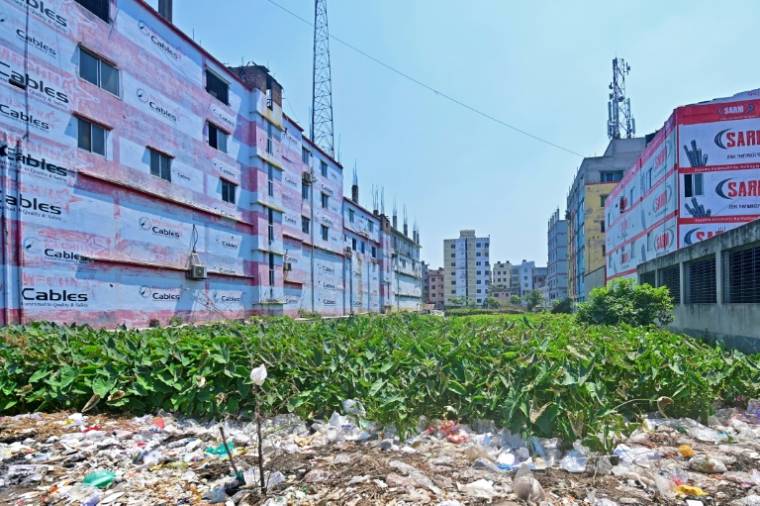Vue d'ensemble du site où s'élevait l'usine textile Rana Plaza avant son effondrement meurtrier, à Savar (Bangladesh), dans les faubourgs de Dacca, le 24 avril 2023 ( AFP / Munir uz ZAMAN )
