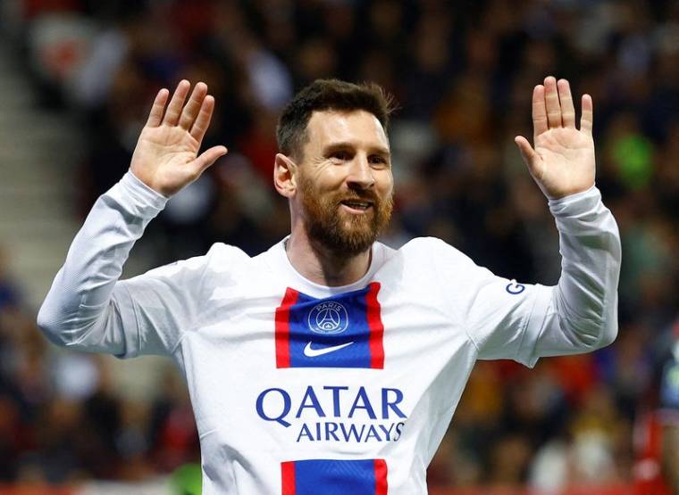Lionel Messi, du Paris St Germain, célèbre un but