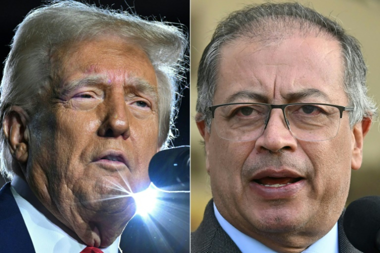 Donald Trump (à gauche) à Las Vegas, le 25 janvier 2025 et le président colombien Gustavo Petro (à droite), à Bogota, le 31 mai 2024 ( AFP / Mandel NGAN )