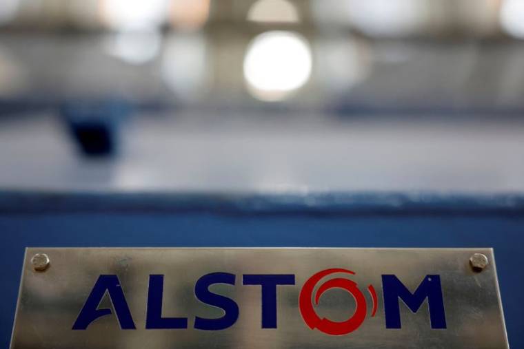 Le logo d'Alstom à Flamanville
