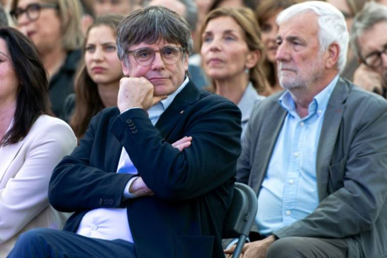 Carles Puigdemont à Elne, dans les Pyrénées-Orientales, le 10 mai 2024 ( AFP / Matthieu RONDEL )