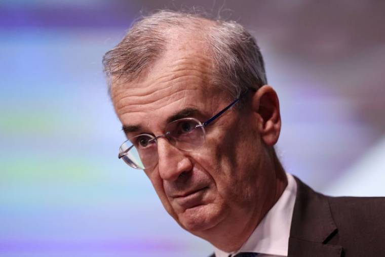 Le gouverneur de la banque centrale française François Villeroy de Galhau lors d'un discours à Paris