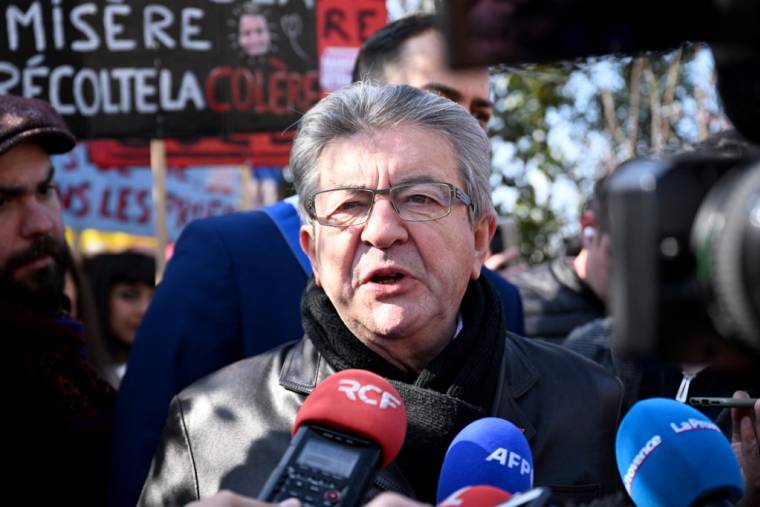 Jean-Luc Mélenchon à Marseille, le 7 mars 2023. ( AFP / NICOLAS TUCAT )