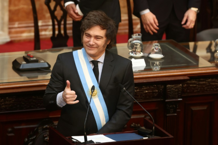 Le président argentin Javier Milei lors de la présentation du projet de budget 2025 au Congrès, le 15 septembre 2024 à Buenos Aires  ( AFP / ALEJANDRO PAGNI )