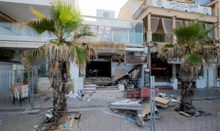 Au lendemain de l'effondrement aux Baléares  d'un restaurant qui a fait quatre morts, à Playa de Palma au sud de Palma de Majorque le 24 mai 2024 ( AFP / Jaime REINA )