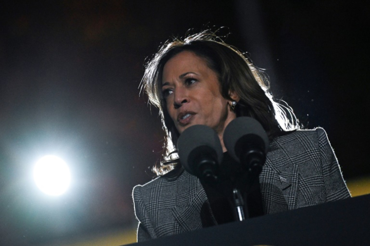 La vice-présidente américaine Kamala Harris s'exprime lors d'un meeting à Ann Arbor, dans le Michigan (nord), le 28 octobre 2024 ( AFP / Drew ANGERER )