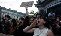 Rassemblement anti-extrême droite sur la place de la République à Paris, le 10 juin 2024 ( AFP / Geoffroy VAN DER HASSELT )