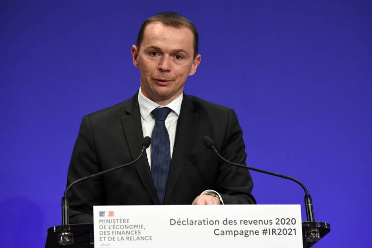 Olivier Dussopt, en avril 2021, à Paris ( AFP / Eric PIERMONT )