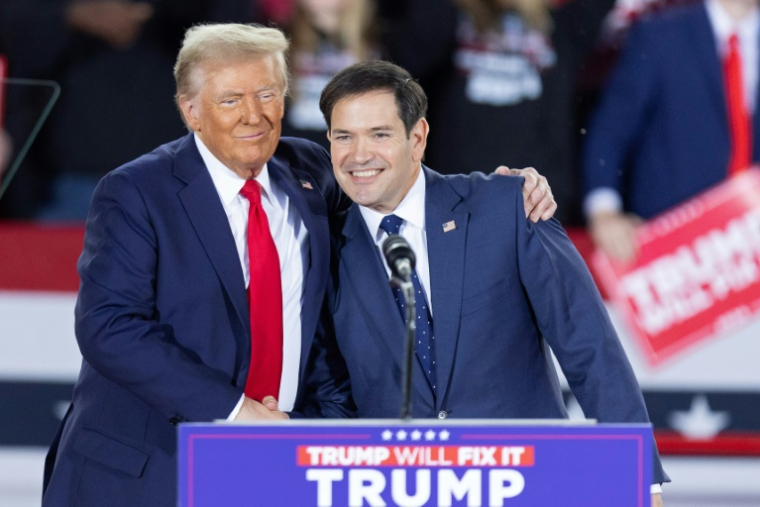 Le président américain élu Donald Trump et l'élu de Floride Marco Rubio, en Caroline du Nord, aux Etats-Unis, le 4 novembre 2024 ( AFP / Ryan M. Kelly )