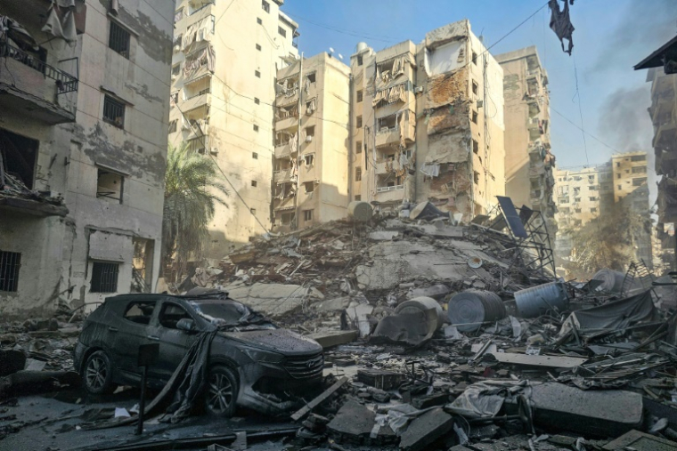 Destructions dans la banlieue sud de Beyrouth après des raids israéliens, le 14 novembre 2024  ( AFP / - )