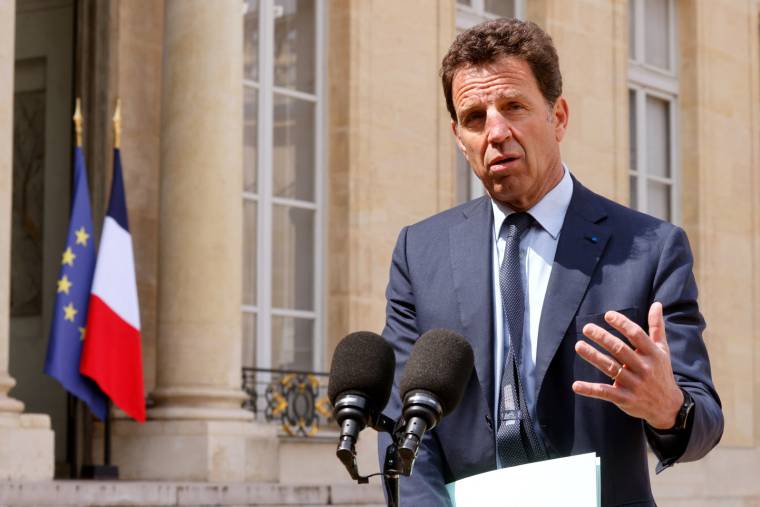 Geoffroy Roux de Bezieux, le 29 avril 2021, à l'Elysée ( AFP / LUDOVIC MARIN )