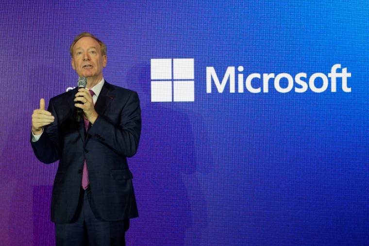 Le PDG de Microsoft, Brad Smith, à Issy-les-Moulineaux, le 13 mai 2024. ( POOL / THIBAULT CAMUS )