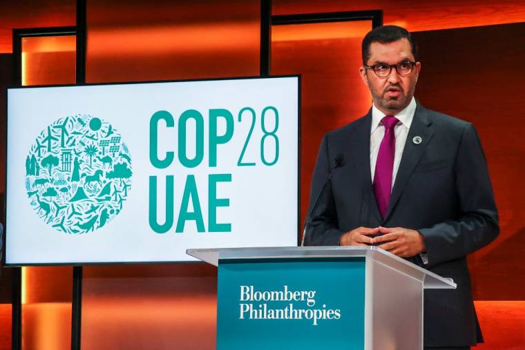 Le président de la COP28, Sultan Al Jaber, à New York le 19 septembre 2023. ( AFP / ZAK BENNETT )