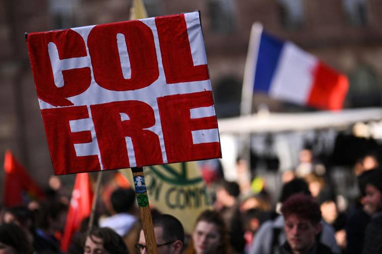 Une manifestation à Strasbourg, le 14 avril 2023 ( AFP / SEBASTIEN BOZON )