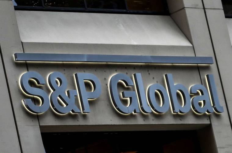 Le logo de S&P Global dans le quartier financier de New York