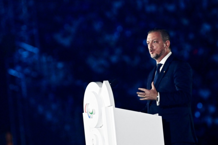 Andrew Parsons, président du Comité international paralympique, lors de la cérémonie d'ouverture des Jeux paralympiques Paris-2024, place de la Concord à Paris, le 28 août 2024 ( POOL / JULIEN DE ROSA )