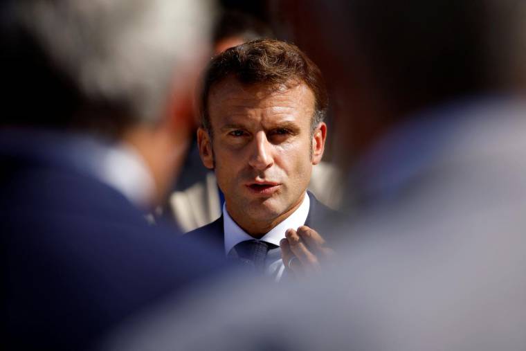 Emmanuel Macron, le 22 septembre 2022, à Saint-Nazaire ( POOL / STEPHANE MAHE )