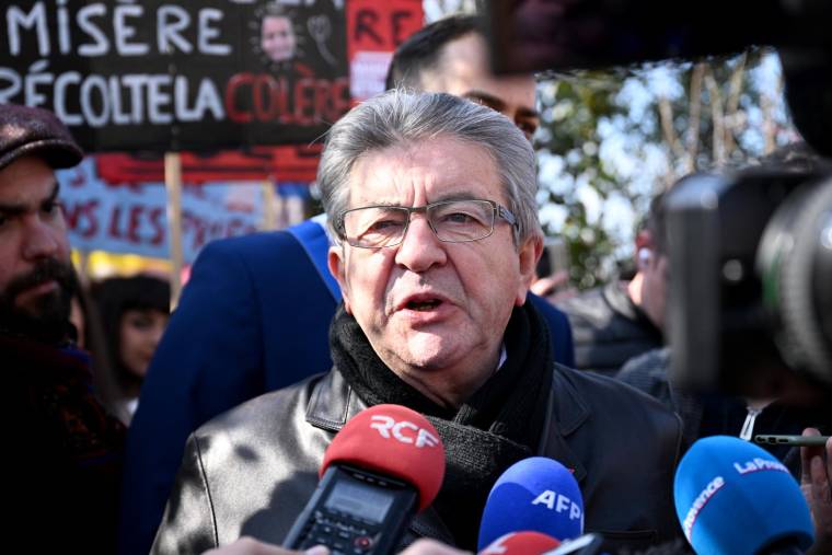 Jean-Luc Mélenchon, le 7 mars 2023,à Marseille ( AFP / NICOLAS TUCAT )