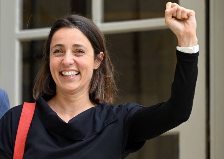 Sophie Binet, le 17 mai 2023, à Matignon ( AFP / EMMANUEL DUNAND )