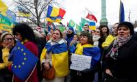 Manifestation en soutien à l'Ukraine à Paris, le 24 février 2024 ( AFP / Geoffroy VAN DER HASSELT )