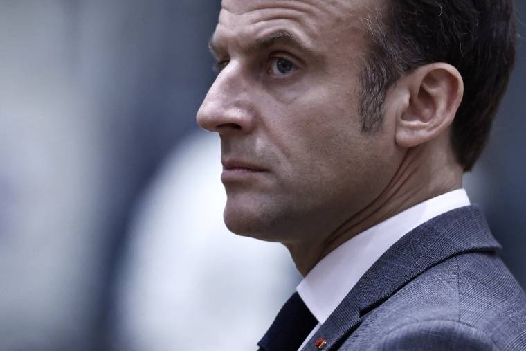 Emmanuel Macron à Bruxelles, en Belgique, le 21 mars 2024. ( AFP / SAMEER AL-DOUMY )