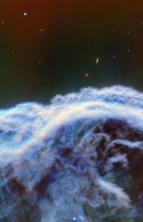 Le télescope James Webb de la Nasa a révélé pour la première fois les structures plus petites formant le bord de la nébuleuse de la Tête de cheval, image obtenue le 29 avril 2024 ( ESA, NASA, CSA, STScI / - )