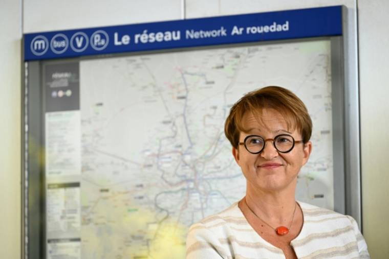 La maire de Rennes, Nathalie Appéré, lors d'une d'une cérémonie à la veille du lancement de la ligne B du métro, le 19 septembre 2022 ( AFP / Damien MEYER )