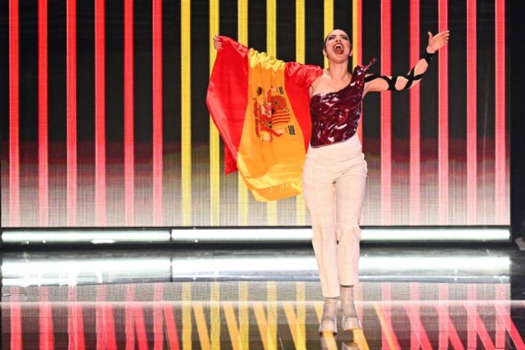 La chanteuse Blanca Paloma sur scène en finale de l'Euovision, le 13 mai 2023 à Liverpool ( AFP / Paul ELLIS )