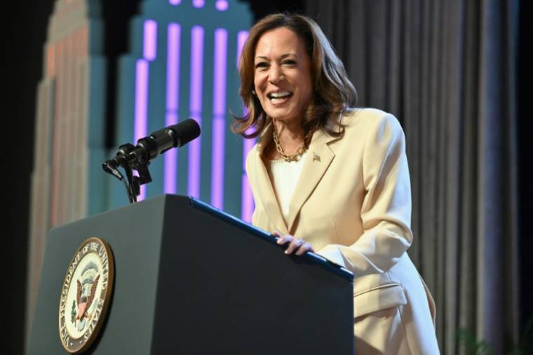 La vice-présidente américaine Kamala Harris, le 21 juin 2024 à New York ( AFP / ANGELA WEISS )