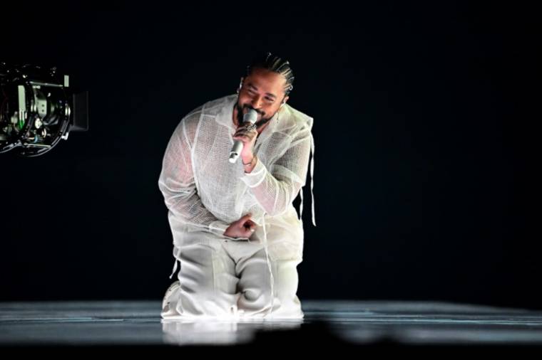 Slimane le 11 mai 2024 à Malmö, en Suède, pour le concours de l'Eurovision ( AFP / Tobias SCHWARZ )