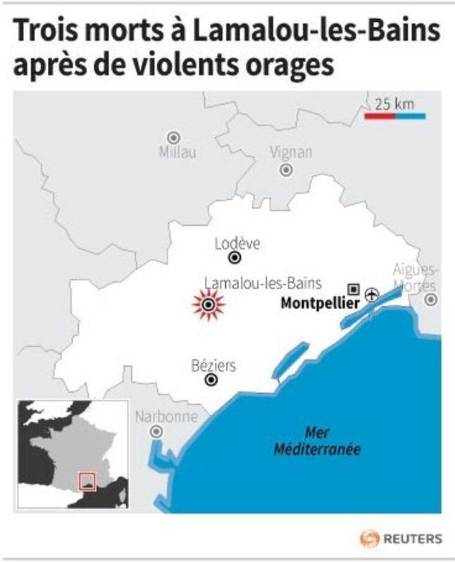 TROIS MORTS À LAMALOU-LES-BAINS APRÈS DE VIOLENTS ORAGES
