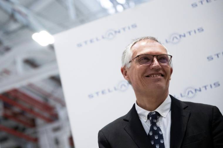 Le directeur général de Stellantis, Carlos Tavares, assiste à l'inauguration d'une usine à Turin, le 10 avril 2024 ( AFP / MARCO BERTORELLO )