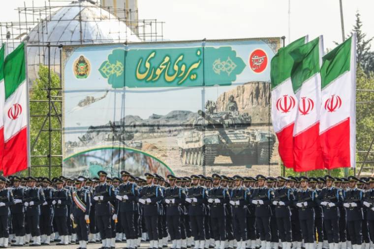 Défilé militaire pour la Journée de l'armée, le 17 avril 2024 à Téhéran, en Iran ( AFP / ATTA KENARE )