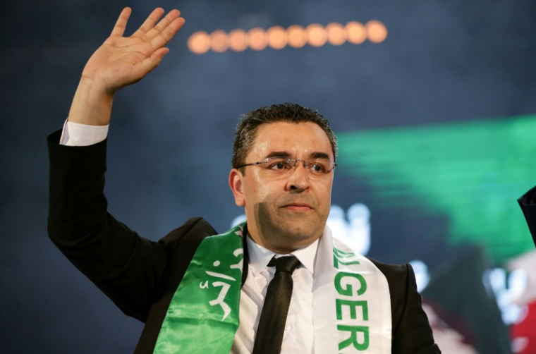 Youcef Aouchiche, leader du Front des forces socialistes (FFS) et candidat à la présidentielle, lors d'un meeting de campagne à Alger, le 3 septembre 2024 ( AFP / - )