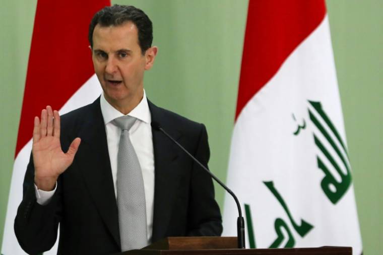 Le président syrien Bachar al-Assad, le 16 juillet 2023 à Damas ( AFP / LOUAI BESHARA )