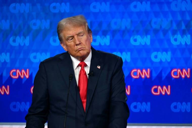 Donald Trump lors du premier débat présidentiel des élections de 2024 avec Joe Biden dans les studios de CNN à Atlanta, en Géorgie, le 27 juin 2024 ( AFP / ANDREW CABALLERO-REYNOLDS )