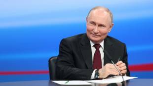 Le président russe Vladimir Poutine, réélu, le 18 mars 2024 à Moscou ( POOL / Gavriil GRIGOROV )